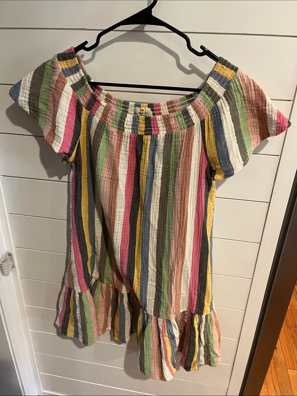 Marine layer Off-Shoulder Multicolor Striped Cotton Top Dress medium